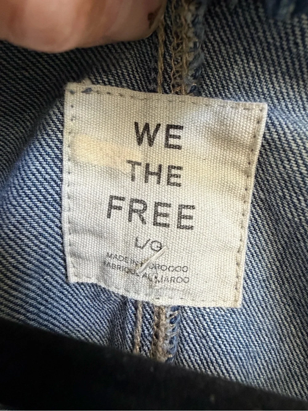 Large we the free people Imogene denim officer jacket jean double breasted blue